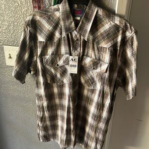 Men's Brown Plaid Shirt